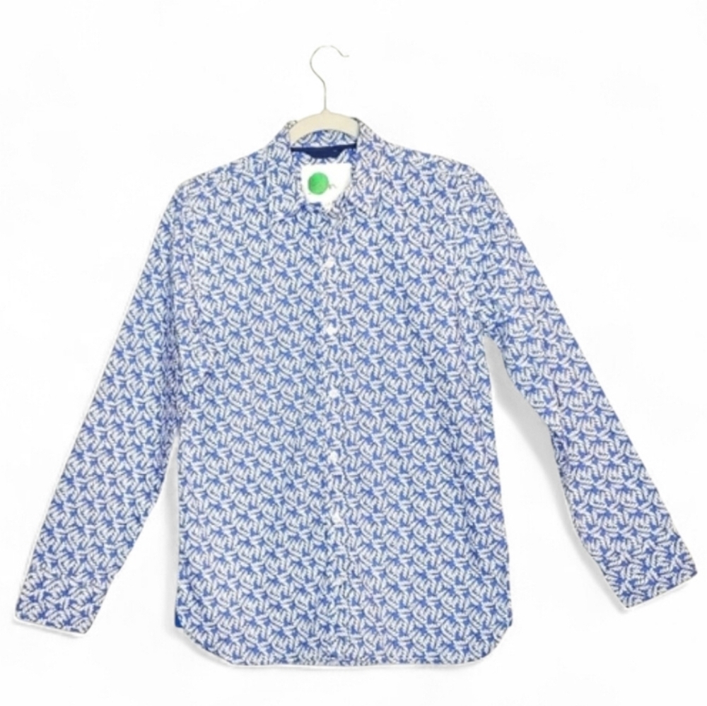Boden button up, long sleeve shirt. Royal blue/white. Youth 13-14.
